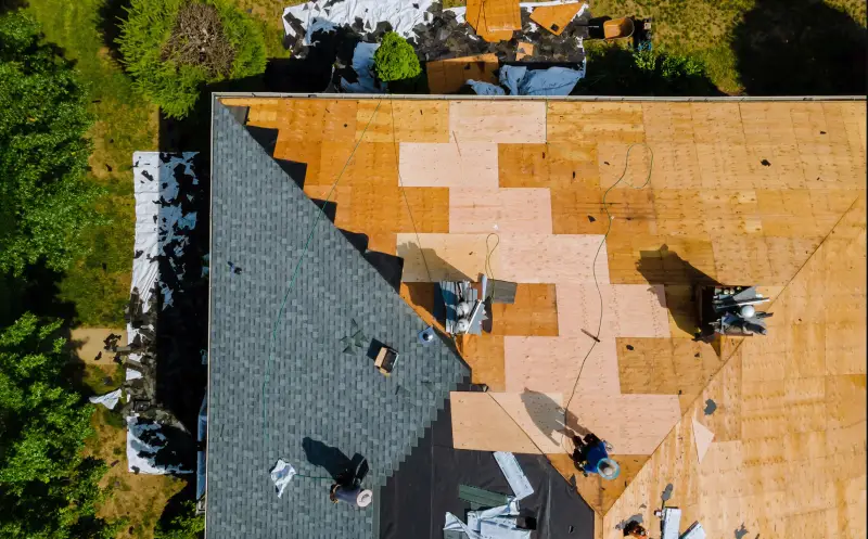 roofing repair in progress